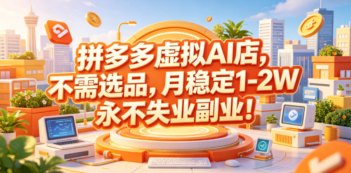 拼多多虚拟AI店,不需选品,月稳定1-2W,永不失业副业!【揭秘】-知创网