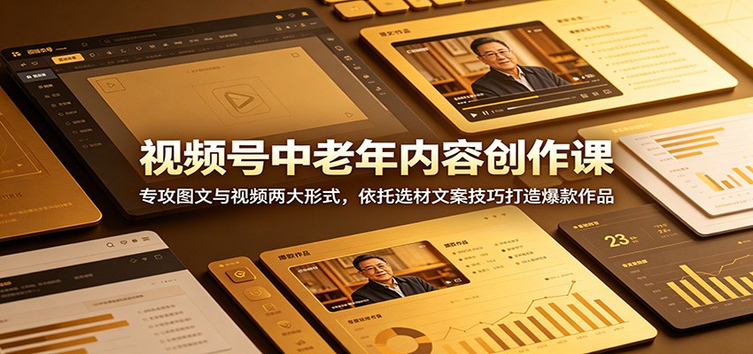 视频号中老年内容创作课:专攻图文与视频两大形式,依托选材文案技巧打造爆款作品-知创网