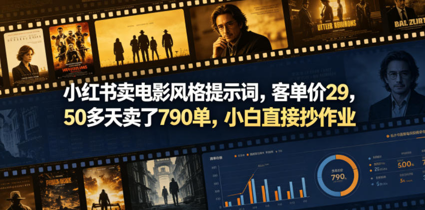 小红书卖电影风格提示词，客单价29，50多天卖了790单，小白直接抄作业！-知创网