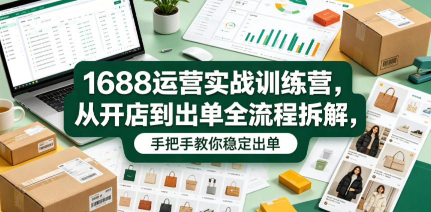1688运营实战训练营，从开店到出单全流程拆解，手把手教你稳定出单-知创网