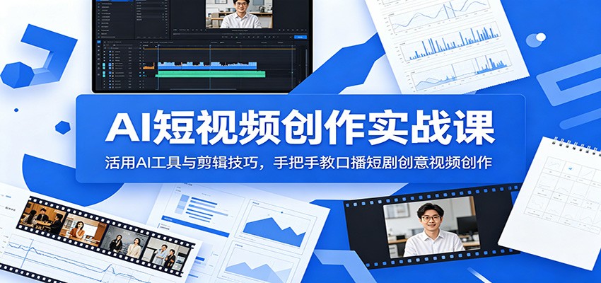 AI短视频创作实战课：活用AI工具与剪辑技巧，手把手教口播短剧创意视频创作-知创网