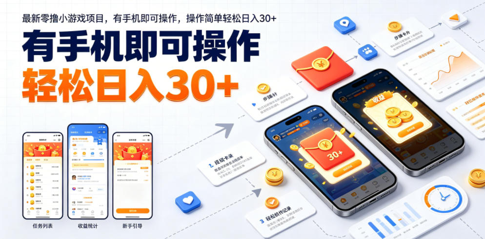 最新零撸小游戏项目,有手机即可操作,操作简单轻松日入30+-知创网