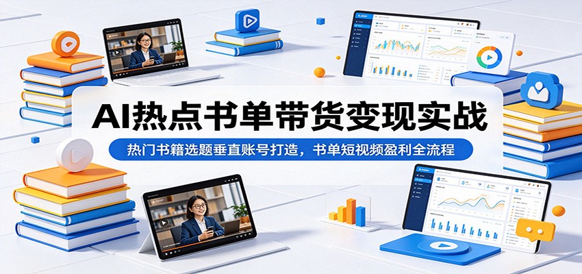 AI热点书单带货变现实战：热门书籍选题垂直账号打造，书单短视频盈利全流程-知创网