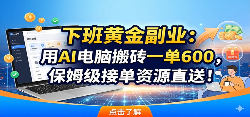 下班黄金副业:用AI电脑搬砖一单600,保姆级接单资源直送!-知创网