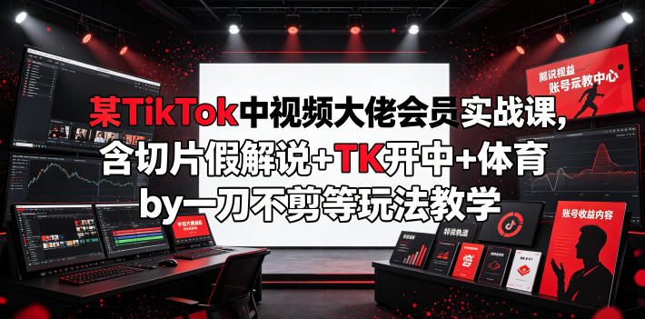 某TikTok中视频大佬会员实战课，含切片假解说+TK开中+体育by一刀不剪等玩法教学-知创网
