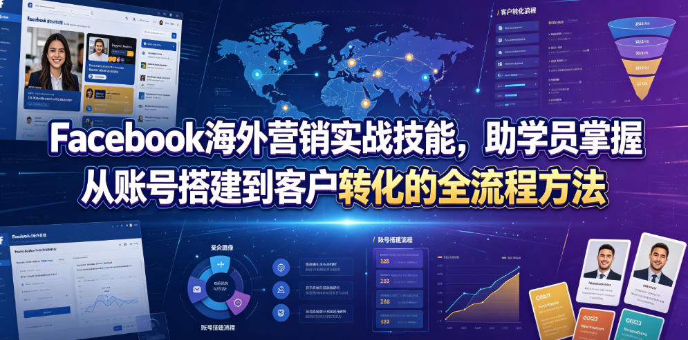 Facebook海外营销实战技能，助学员掌握从账号搭建到客户转化的全流程方法-知创网
