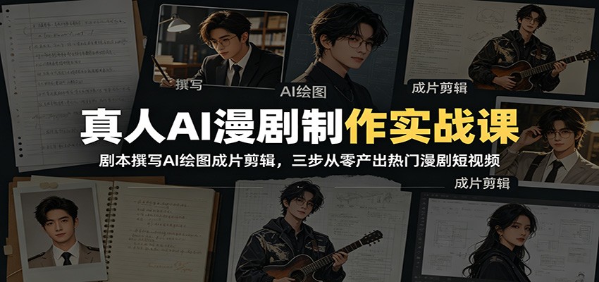 真人AI漫剧制作实战课：剧本撰写AI绘图成片剪辑，三步从零产出热门漫剧短视频-知创网