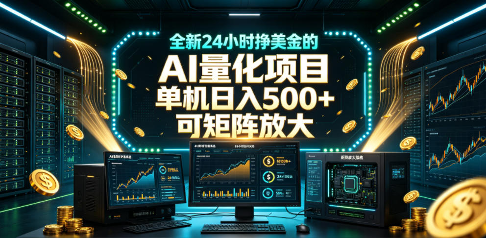 全新24小时挣美金的AI量化项目，单机日入500+，每天见收益，可矩阵放大【揭秘】-知创网