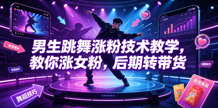 男生跳舞涨粉技术教学，教你涨女粉，后期转带货-知创网