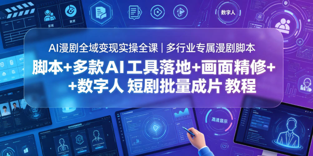 AI漫剧全域变现实操全课|多行业专属漫剧脚本+多款AI工具落地+画面精修+数字人短剧批量成片全教程-知创网