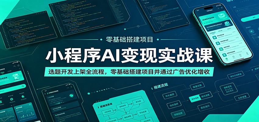 小程序AI变现实战课：选题开发上架全流程，零基础搭建项目并通过广告优化增收-知创网