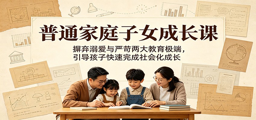 普通家庭子女成长课:摒弃溺爱与严苛两大教育极端,引导孩子快速完成社会化成长-知创网