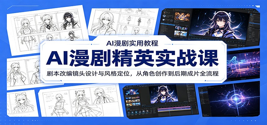 AI漫剧精英实战课：剧本改编镜头设计与风格定位，从角色创作到后期成片全流程-知创网