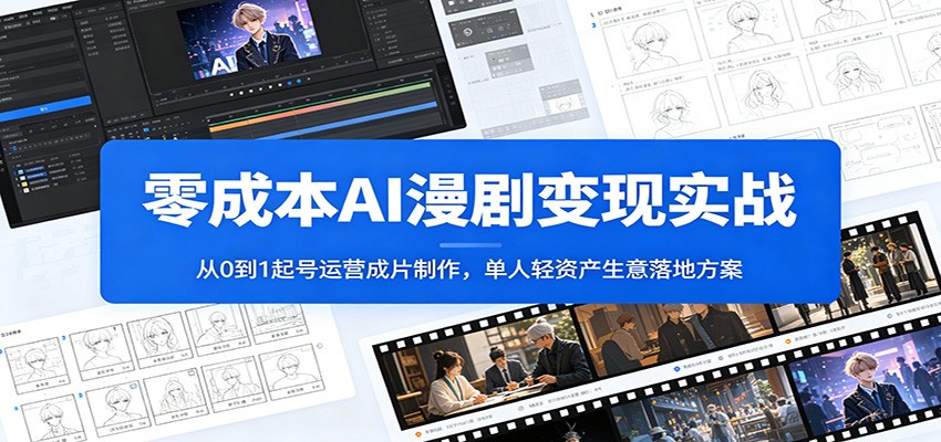 零成本AI漫剧变现实战：从0到1起号运营成片制作，单人轻资产生意落地方案-知创网