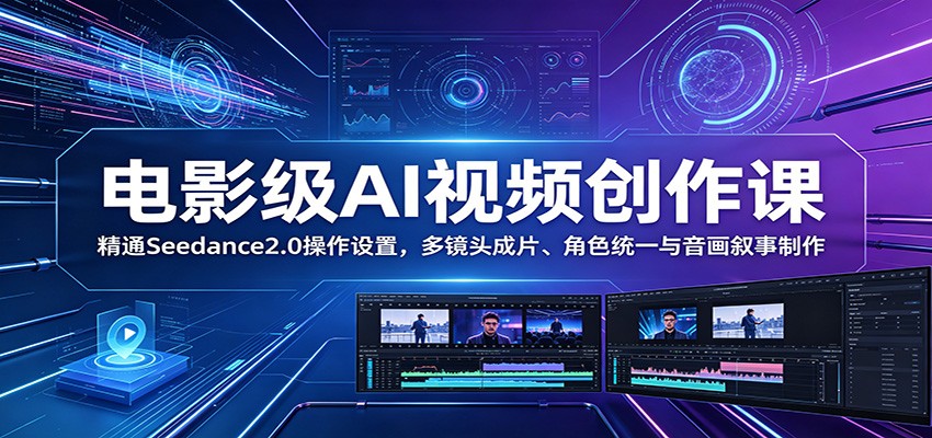 电影级AI视频创作课：精通Seedance2.0操作设置，多镜头成片、角色统一与音画叙事制作-知创网