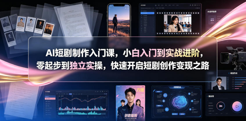 AI短剧制作入门课,小白入门到实战进阶,零起步到独立实操,快速开启短剧创作变现之路-知创网