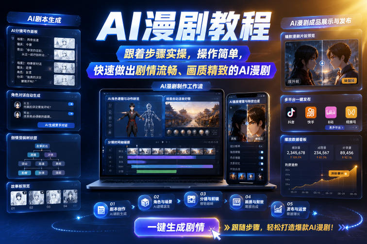 AI漫剧教程，跟着步骤实操，操作简单，快速做出剧情流畅、画质精致的AI漫剧-知创网