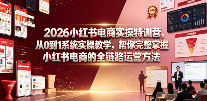 2026小红书电商实操特训营，从0到1系统实操教学，帮你完整掌握小红书电商的全链路运营方法-知创网