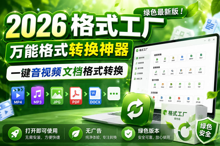 2026格式工厂绿色最新版!万能格式转换神器,一键音视频文档格式转换,打开即可使用,无广告绿色版本-知创网
