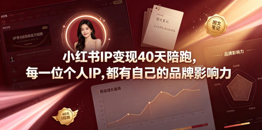 小红书IP变现40天陪跑，每一位个人IP，都有自己的品牌影响力-知创网