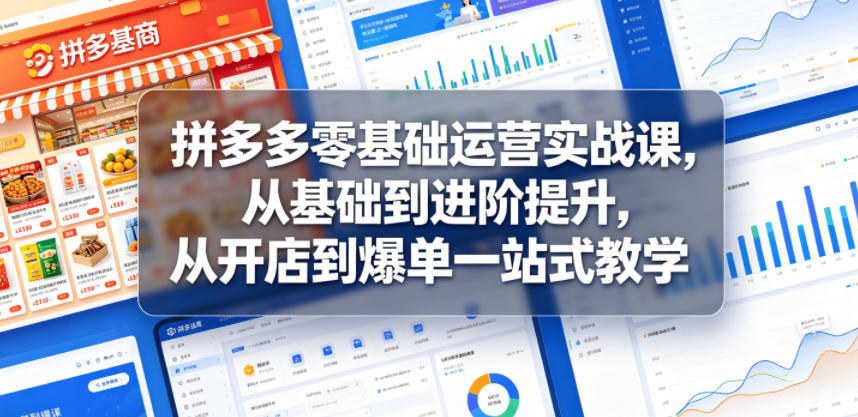 拼多多零基础运营实战课，从基础到进阶提升，从开店到爆单一站式教学-知创网
