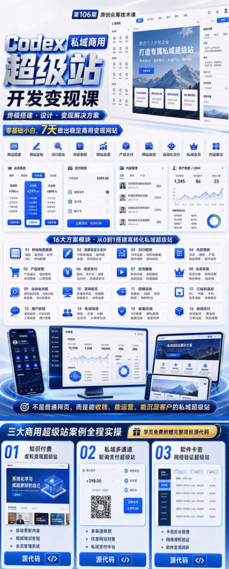 图片[2]-Codex私域商用超级站Ai开发变现课，7天带你从零基础到能自己动手做出能收钱、能运营、能沉淀客户的私域超级站-知创网