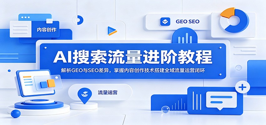AI搜索流量进阶教程：解析GEO与SEO差异，掌握内容创作技术搭建全域流量运营闭环-知创网