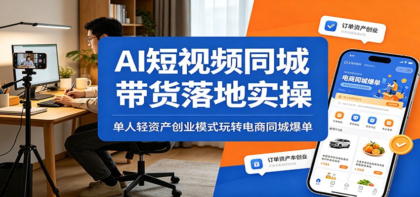 AI短视频同城带货落地实操：单人轻资产创业模式玩转电商同城爆单-知创网