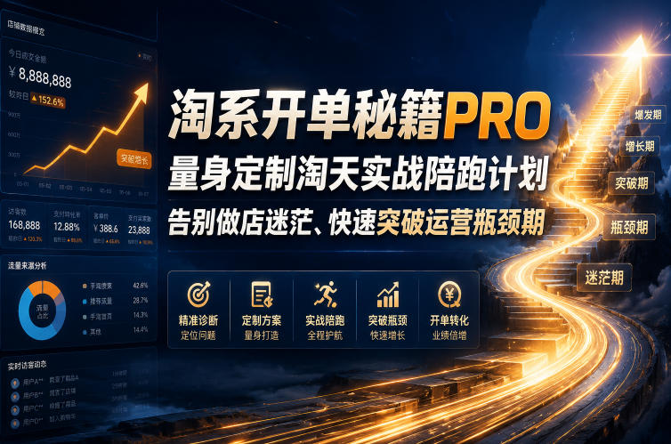 淘系开单秘籍PRO，量身定制淘天实战陪跑计划，告别做店迷茫、快速突破运营瓶颈期（2026年6月11）-知创网