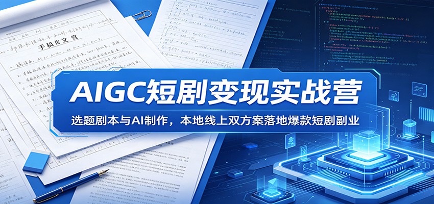 AIGC短剧变现实战营：选题剧本与AI制作，本地线上双方案落地爆款短剧副业-知创网