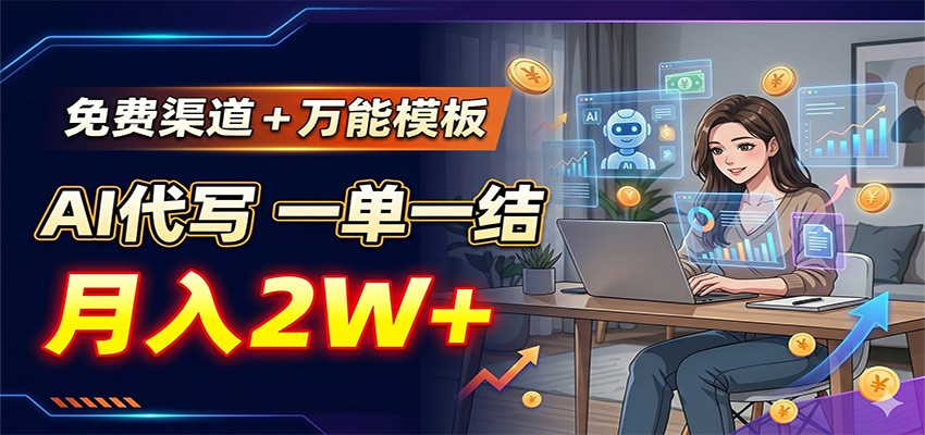免费渠道+万能模板,AI代写一单一结,月入2W+-知创网