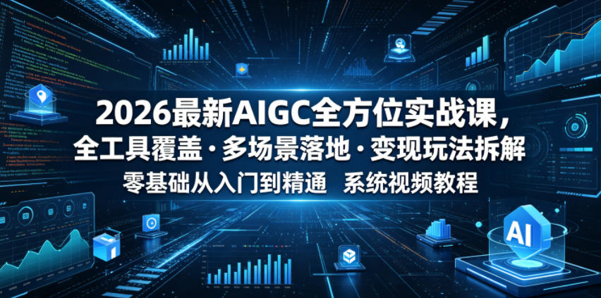 2026最新AIGC全方位实战课,全工具覆盖・多场景落地・变现玩法拆解,零基础从入门到精通系统视频教程-知创网
