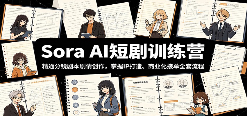 Sora AI短剧训练营：精通分镜剧本剧情创作，掌握IP打造、商业化接单全套流程-知创网