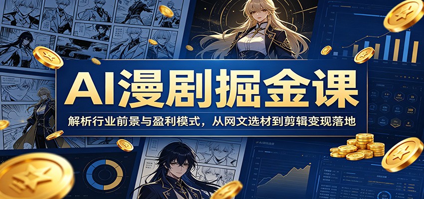 AI漫剧掘金课：解析行业前景与盈利模式，从网文选材到剪辑变现落地-知创网