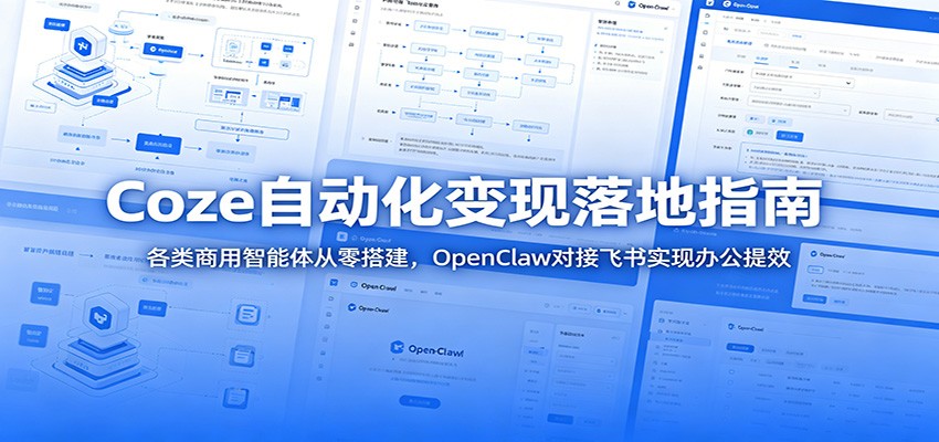 Coze自动化变现落地指南：各类商用智能体从零搭建，OpenClaw对接飞书实现办公提效-知创网