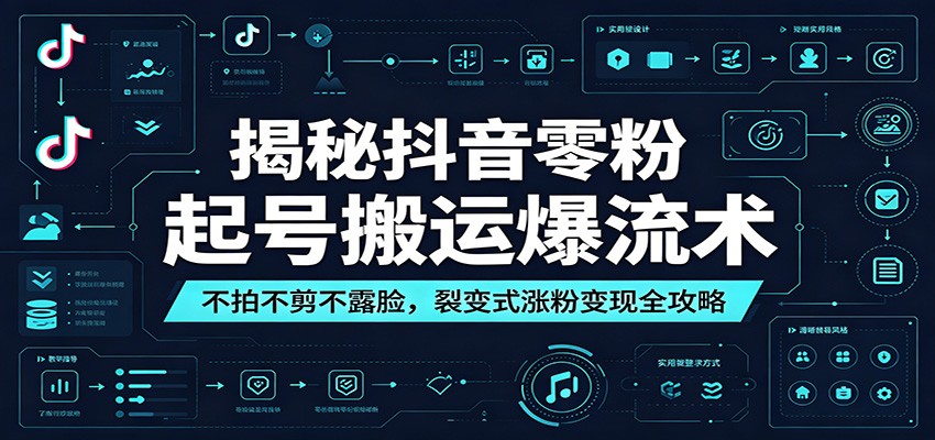 揭秘抖音零粉起号搬运爆流术：不拍不剪不露脸，裂变式涨粉变现全攻略-知创网