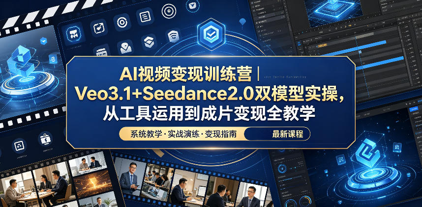 AI视频变现训练营｜Veo3.1+Seedance2.0双模型实操，从工具运用到成片变现全教学-知创网