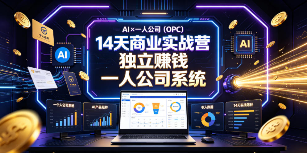 AI×一人公司(OPC)14天商业实战营,用AI帮你搭建一个属于你自己的、能独立賺钱的一人公司系统-知创网
