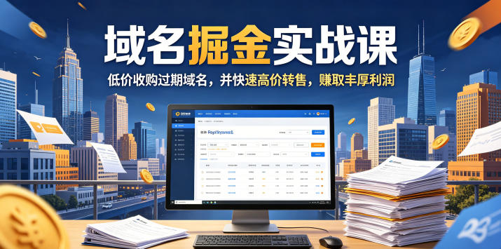 域名交易掘金实战课，低价收购过期域名，并快速高价转售，賺取丰厚利润【原创双语字幕】-知创网