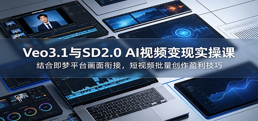 Veo3.1与SD2.0 AI视频变现实操课课：结合即梦平台画面衔接，短视频批量创作盈利技巧-知创网