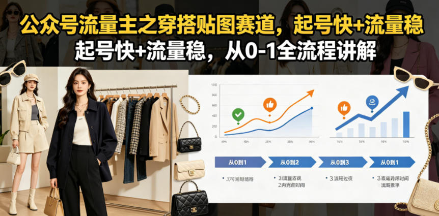公众号流量主之穿搭贴图赛道，起号快+流量稳，从0-1全流程讲解-知创网