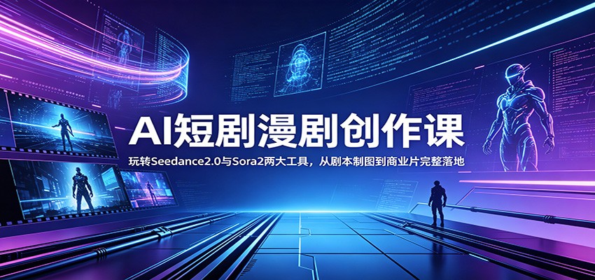 AI短剧漫剧创作课：玩转Seedance2.0与 Sora2两大工具，从剧本制图到商业片完整落地-知创网