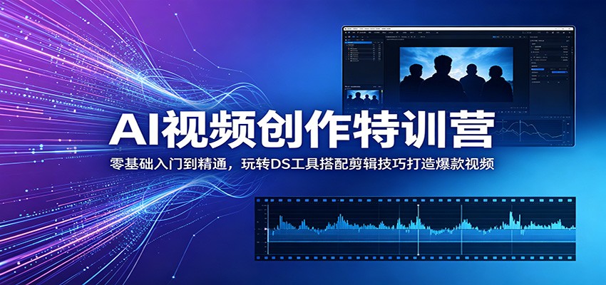 AI视频创作特训营：零基础入门到精通，玩转DS工具搭配剪辑技巧打造爆款视频-知创网