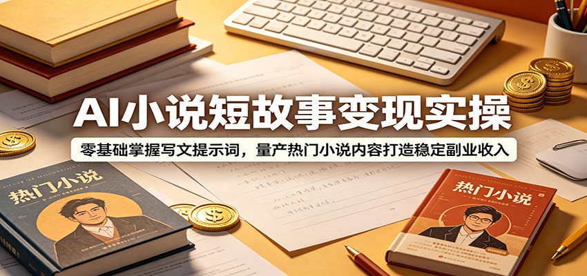 AI小说短故事变现实操：零基础掌握写文提示词，量产热门小说内容打造稳定副业收入-知创网