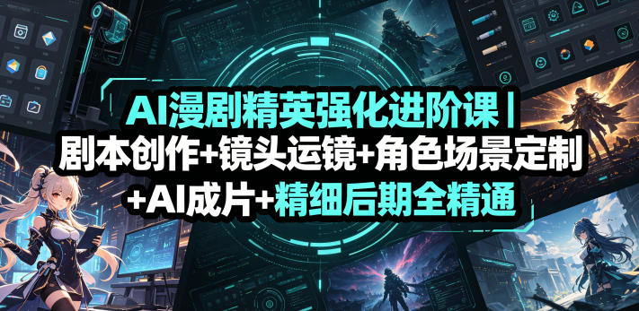 AI漫剧精英强化进阶课｜剧本创作+镜头运镜+角色场景定制+AI成片+精细后期全精通-知创网