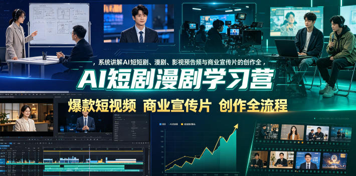 AI短剧漫剧学习营，系统讲解AI短剧、漫剧、影视预告片、爆款短视频与商业宣传片的创作全流程-知创网