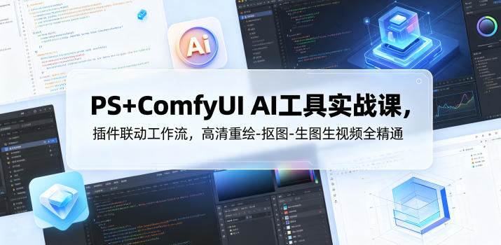 PS+ComfyUI AI工具实战课，插件联动工作流，高清重绘-抠图-生图生视频全精通-知创网