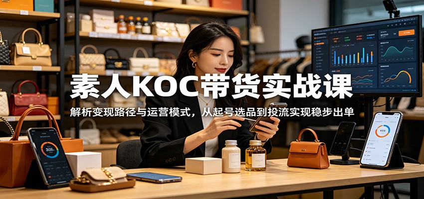 素人KOC带货实战课:解析变现路径与运营模式,从起号选品到投流实现稳步出单-知创网