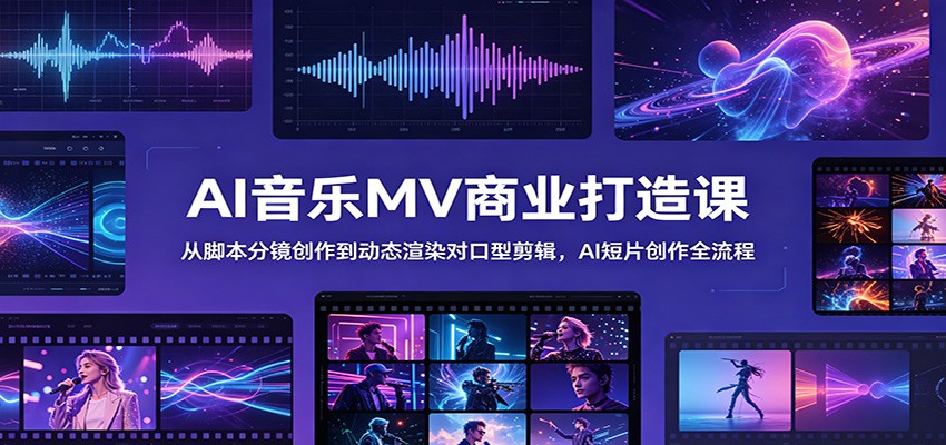 AI音乐MV商业打造课：从脚本分镜创作到动态渲染对口型剪辑，AI短片创作全流程-知创网