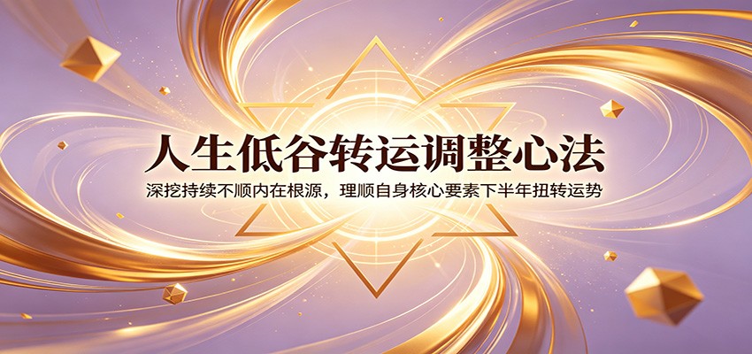 人生低谷转运调整心法：深挖持续不顺内在根源，理顺自身核心要素下半年扭转运势-知创网